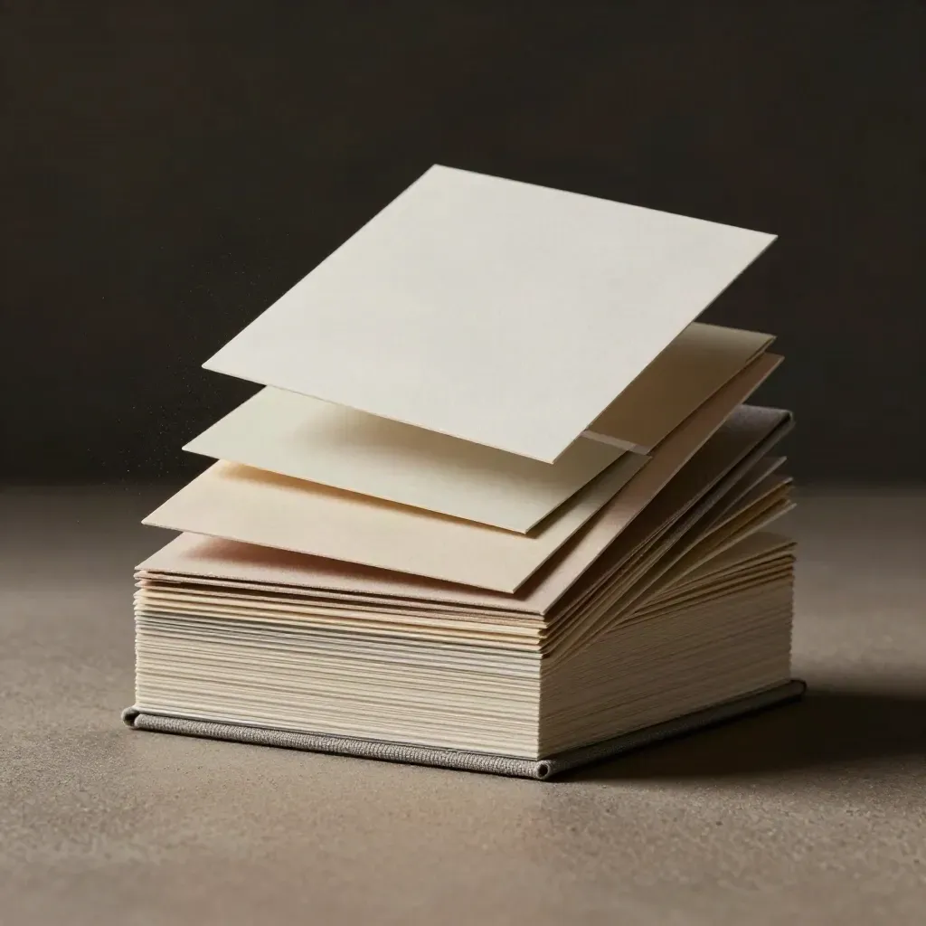 Bundle brand kit per agenzia su plinto sabbia, con campioni carta e portfolio in lino.